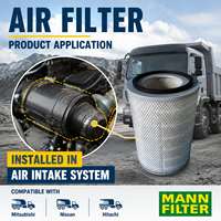 Filtre à air pour moteur de camion, directement de l'usine, AF418 C24719 70660360 1163766 pour moteur diesel Mitsubishi Nissan Hitachi, pièces détachées
