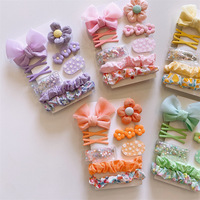 9 Buah Set Ikat Rambut & Jepit Rambut Motif Bunga Kartun Lucu, Aksesoris Rambut Cantik untuk Balita Perempuan