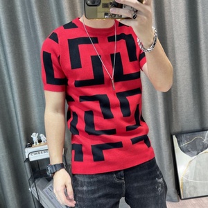 Camiseta de Punto de Manga Corta en 3 Colores para Hombre Estilo Urbano Ajustada con Contraste de Color Ropa para <span class=keywords><strong>Club</strong></span> <span class=keywords><strong>Social</strong></span> - Product Image 2