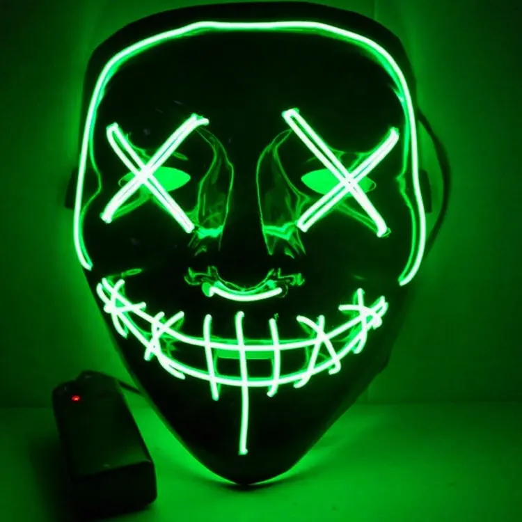 Maschera al Neon LED Light Up maschere per feste The Purge anno delle elezioni grandi maschere divertenti Festival Cosplay forniture per costumi Glow In Dark
