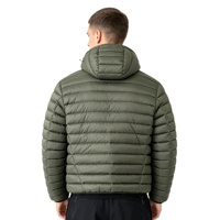 Chaqueta Acolchada con Capucha para Hombre, Color Verde Oliva, con Logotipo Personalizado, Ligera, de Algodón, con Cierre, Cálida para Invierno, con Bordado