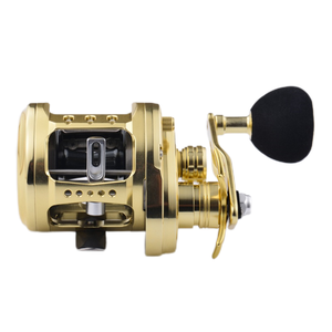 Carrete de tambor de pesca de aluminio con potencia de arrastre dorada de 15KG, carretes giratorios marinos de fundición de larga distancia para curricán y fundición de cebo - Product Image 2