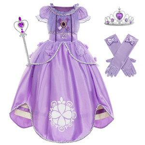 Costume de princesse pour enfants pour Halloween, manchons de manches, couronne, collier, ensemble de 7 pièces - Product Image 2