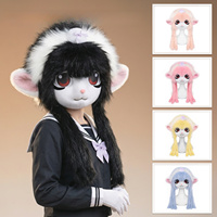 Casque de cosplay anime en peluche avec tête de mouton, costume d'Halloween pour fêtes à thème, jeux de rôle et tailles personnalisées, unisexe