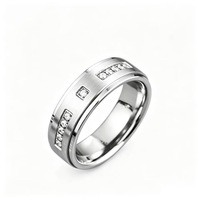 Bague large bicolore en acier inoxydable avec accents de pierres transparentes pour hommes, bijoux de mode en stock, vente en gros