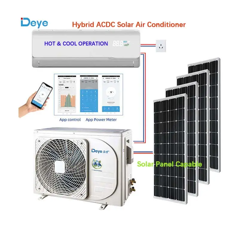 Deye Hybrid Solar Ac Dc 12000 18000 24000Btu pendingin dan pemanas Spilt Ac untuk tenaga surya