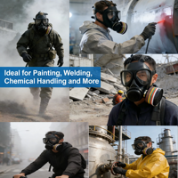 Masque facial intégral tactique anti-gaz, masque de survie nucléaire et chimique pour gaz, vapeurs, produits chimiques, peinture au pistolet, poussière, rénovation