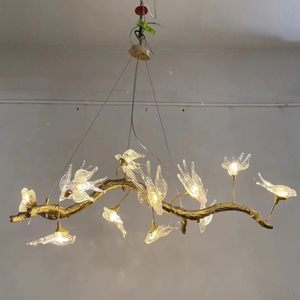 Lampada a Sospensione in Rame, Lampadario Decorativo a Forma <span class=keywords><strong>di</strong></span> <span class=keywords><strong>Rondine</strong></span> Luminose, Luci a Sospensione in Cristallo per Soggiorno - Product Image 1