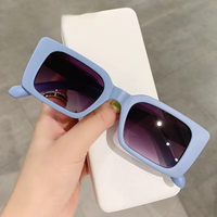 Nouvelles lunettes de soleil unisexes rétro rectangulaires à monture intégrale en PC, bleues, polarisées UV400, anti-UV, logo personnalisable, pour femmes