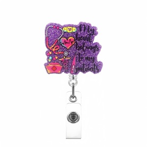 Porte-badge rétractable en ABS mignon avec design Infirmière de Soins Intensifs (ICU) et thème Scrub Life, couleurs assorties, pince à badge pour infirmières - Product Image 6