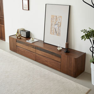 خزانة تلفزيون بتصميم بسيط مع وصلات مورتيس-أند-تينون، مصنوعة من خشب الجوز الأسود الأمريكي الصلب - Product Image 4