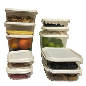 10-teiliges Set stapelbarer wieder verwendbarer Aufbewahrung behälter für die Zubereitung von Lebensmittel mahlzeiten aus Kunststoff mit Deckel für Frische