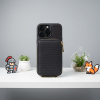 Étui pour iPhone 15 de style japonais-coréen avec pochette zippée, porte-cartes en tissu vintage, accessoires essentiels quotidiens