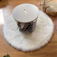Tapis rond à poils longs pour salon, tapis de sol en fausse fourrure, couleur unie, style moderne minimaliste, pour chaises d'ordinateur, chambre à coucher, chevet