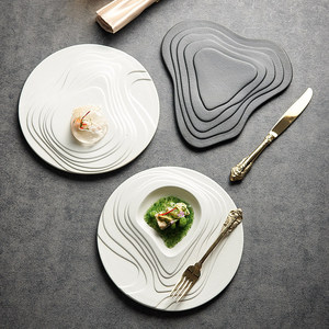 Plato de Cerámica de Alta Calidad Estilo Terraza, Apto para Lavavajillas, Diseño Minimalista, Plato para Cena o Postre, Estilo Occidental, para Hotel - Product Image 1