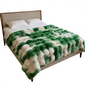 Couverture en fausse fourrure de lapin douce et moelleuse, tricotée, tie-dye, pour lit double, vente en gros Zhengtai - Product Image 3