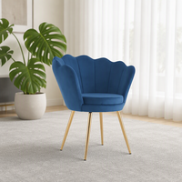 Chaise de salle à manger en velours violet avec pieds en métal, chaise d'appoint rembourrée, dossier festonné, mobilier moderne pour appartement