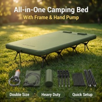 Lit de camping pliable moderne et léger avec matelas gonflable élastique pour deux personnes, fermeté réglable, confort de sommeil en extérieur