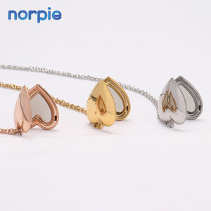 昇華ハートロケットペンダントネックレスステンレススチールフォトフレームネックレス - Product Image 5