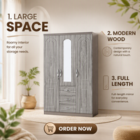 Armoire de chambre enfant 3 portes en bois murale 1200*1950*400 mm – Grande Vente