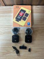Microphone sans fil K95 à pince cravate avec carte son à réverbération et modification du son, monitoring en temps réel pour le direct - NOUVEAU