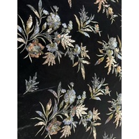 Tissu en velours coréen de luxe, personnalisé, style Dubaï, avec motifs floraux, perles et paillettes, pour robes de haute couture et abayas automne-hiver