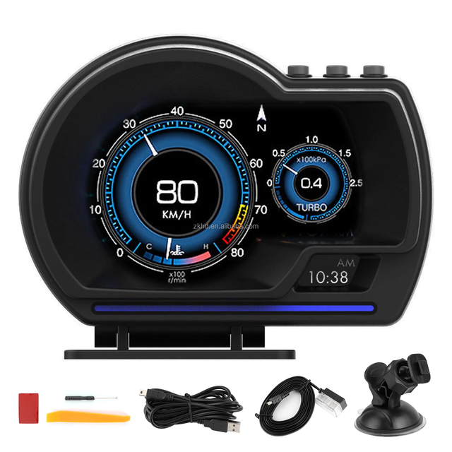 Digital Head up Displayer Speed Warning A500+OBD2+GPS Smart Gauge Car HUD Speedometer Turbo RPM Alarm for Car Truck