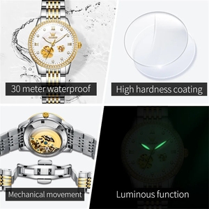 Envío Directo OLEVS 6706 Reloj Elegante de Diamantes para Mujer, Resistente al Agua, con Luz Nocturna, Reloj Mecánico Automático, Regalo para Mujer - Product Image 2