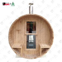 Vapasauna Promotion Cabine de sauna tonneau d'extérieur 6-8 personnes 1,8*3M, sauna finlandais traditionnel en bois avec véranda