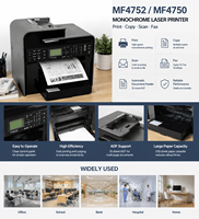 Imprimante multifonction laser monochrome Canon MF4752 MF4750 4770 4710 4870, copieur, scanner, machine MFP pour le bureau et les entreprises
