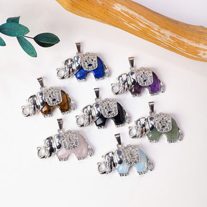Commercio all'ingrosso di cristallo naturale <span class=keywords><strong>elefante</strong></span> collana di pietre preziose artigianato per le donne degli uomini per gioielli regali souvenir - Product Image 3