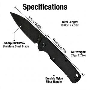 Cuchillo Plegable de Camping de Grado Industrial <span class=keywords><strong>Ganzo</strong></span>, Hoja de 18.6 cm, Acero 8Cr13Mov, Grosor de 3 mm, Personalizable OEM, Punta de Gota, Borde Dentado, EDC - Product Image 2