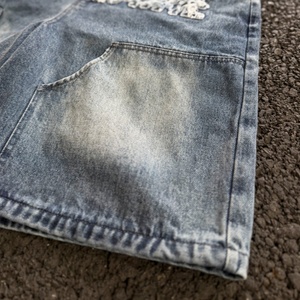 Custom High Quality Jeans Denim <b>Shorts</b> for <b>Men</b> Acid Wash Embroidery <b>Patch</b> Logo Hem Jorts With Pocket for <b>Men</b> Jean <b>Shorts</b> - Product Image 4