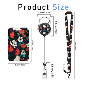 Wholesale black-based floral ID badge <b>clips</b>, lanyards, retractable scroll <b>clips</b>, fashion card nameplate protective cases, - Product Image 2