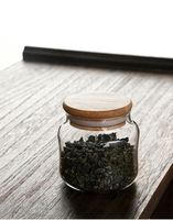 Bocaux hermétiques en verre borosilicate - Contenants de rangement avec couvercle en bambou pour thé, bonbons et céréales