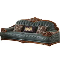 أريكة على الطراز الأوروبي ، أريكة كبيرة ، فيلا ، غرفة المعيشة ، خشبية صلبة ، أريكة من جلد البقر الأمريكي ، مجموعة أثاث 123