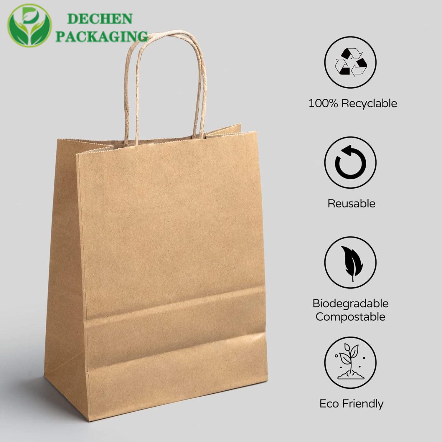 Bolsas de compras de papel con logotipo personalizado y asas