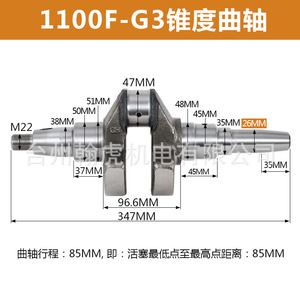 เพลาข้อเหวี่ยง 198F 1100F แบบเรียวพร้อมคีย์แบนสำหรับอะไหล่เครื่องกำเนิดไฟฟ้าดีเซล - Product Image 5