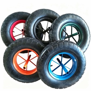 Roues WB6400 pour brouette, pneus 4.00-8, jante métallique croisée de jardin avec bloc d'axe, roue pneumatique en caoutchouc à motif, roue à air - Product Image 1