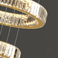 Grand lustre en cristal personnalisé en or K9 pour hôtels Lampes suspendues modernes de luxe Lustre d'éclairage à LED avec anneau circulaire pour escalier