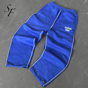 Logo personnalisé de haute qualité Y2K rétro rue Hip Hop <span class=keywords><strong>ceinture</strong></span> <span class=keywords><strong>élastique</strong></span> hommes pantalons de Jogging rayé décontracté ample hommes pantalons de sport - Product Image 2