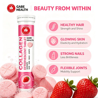 Comprimés effervescents de collagène végétalien à marque privée OEM, 15 unités, saveur fraise, peptides pour cheveux, peau, ongles, articulations, beauté adulte, personnalisable