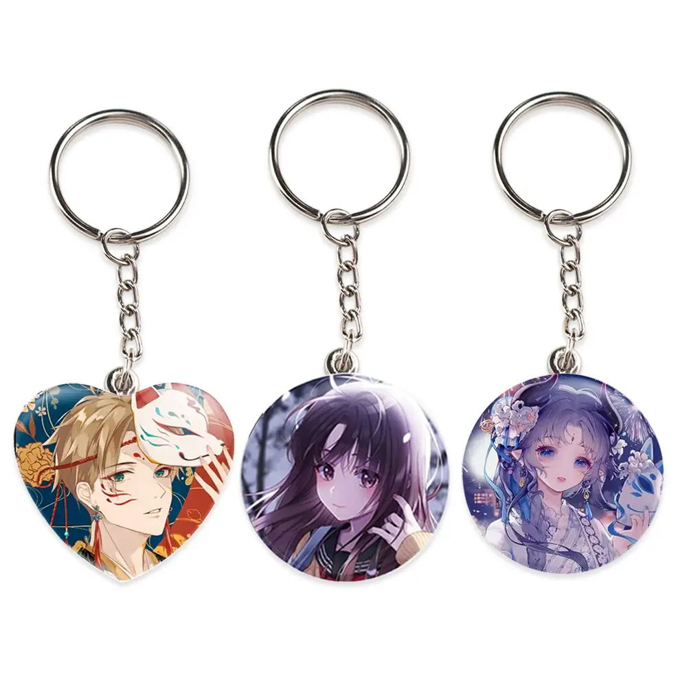 Promotional anime Key ring mirror blank badge button Pins badge keychain custom logo DIY crafts parts maker