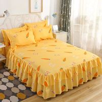 Parure de lit trois pièces style coréen Sunny Home Textile : jupe de lit, couvre-lit et drap-housse