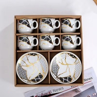 Ensemble de tasses à café et à thé en céramique écologique de style européen, luxe léger et vintage, 6 tasses, 6 soucoupes, boîte cadeau, thé de l'après-midi