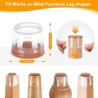Protège-pieds de chaise en silicone transparent de forme ronde avec patins antidérapants en feutre
