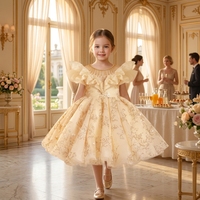 2025 filles robe été Champagne sans manches robe de princesse enfants Style occidental Tutu robes