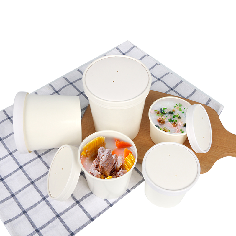 custom microwavable paper food container soup cup/disposable paper hot soup bowls with lid