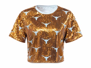 Top da donna TEXAS con paillettes a maniche lunghe, nero e oro, con Fleur De Lis e numeri, stile New Orleans, T-shirt con paillettes - Product Image 5