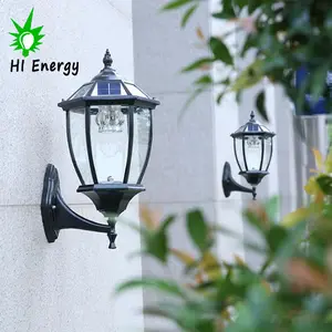 Retro Garden Waterproof Aluminum Auto On/Off Outdoor Solar Wall Light for Porch Patio Garden Yard Path